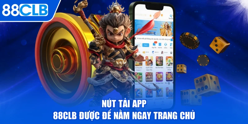Nút tải app 88CLB được để nằm ngay trang chủ